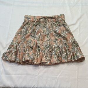 Orange ruffle bottom floral skirt with tie in front Sz8